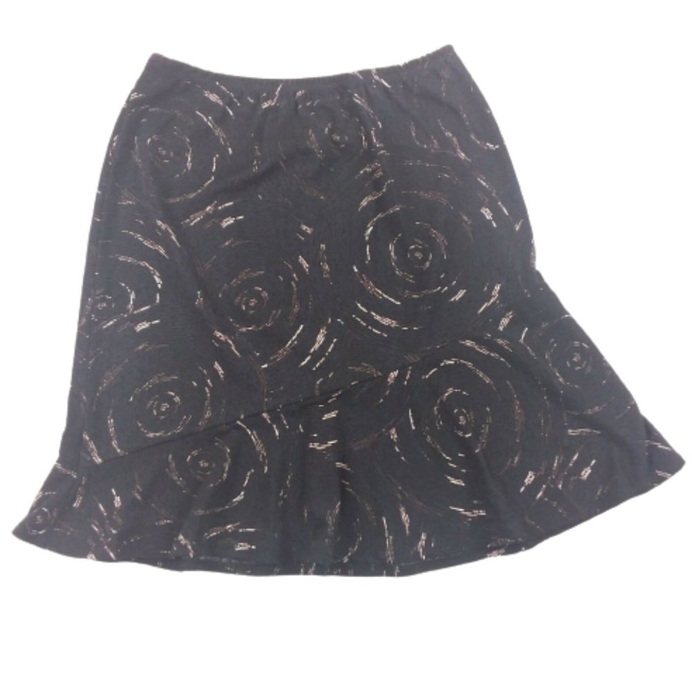 I.N Studio NWT A-Line Skirt Elastic Waist Knee Length Brown USA Made Polyester